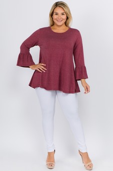 Women's 3/4 Bell Sleeve Top - Plus Size style 4