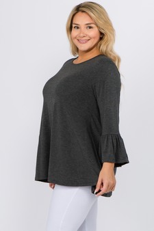 Women's 3/4 Bell Sleeve Top - Plus Size style 2