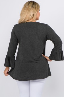 Women's 3/4 Bell Sleeve Top - Plus Size style 3