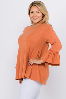 Women's 3/4 Bell Sleeve Top - Plus Size style 2