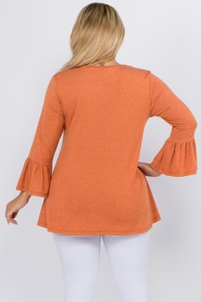 Women's 3/4 Bell Sleeve Top - Plus Size style 3