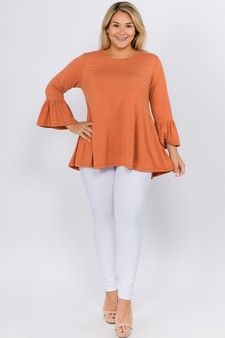 Women's 3/4 Bell Sleeve Top - Plus Size style 4