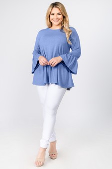 Women's 3/4 Bell Sleeve Top - Plus Size style 2