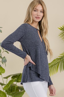 Women's Keyhole Wrap Sweater Top style 2