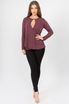 Women's Keyhole Wrap Sweater Top style 5