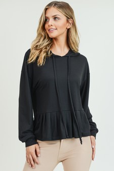 Women's Long Sleeve Hoodie Top with Ruffle Hem style 9