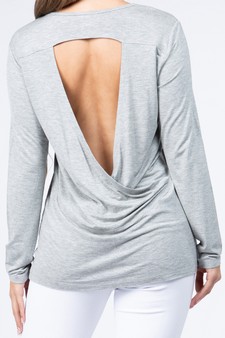 Women's Long Sleeve Cut-Out Back At leisure Top style 6