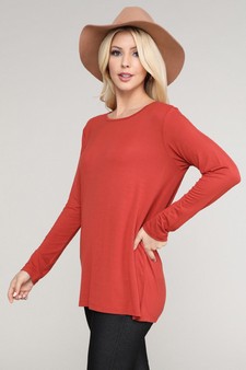 Women's Long Sleeve Cut-Out Back At leisure Top style 3