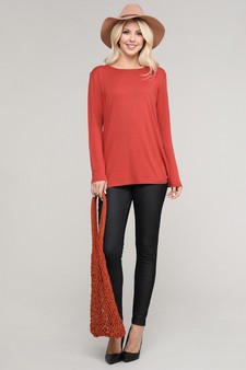 Women's Long Sleeve Cut-Out Back At leisure Top style 4