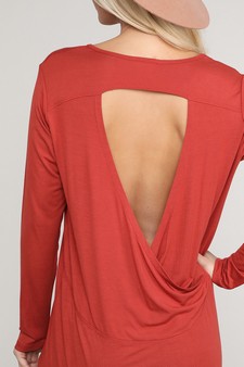 Women's Long Sleeve Cut-Out Back At leisure Top style 5