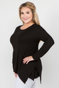 Women's Long Sleeve Asymmetrical Hem Tunic Top style 3