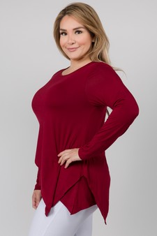 Women's Long Sleeve Asymmetrical Hem Tunic Top style 2