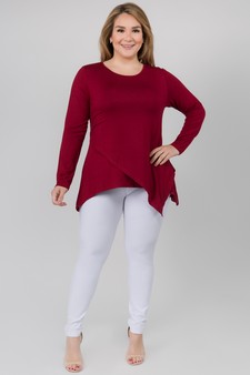 Women's Long Sleeve Asymmetrical Hem Tunic Top style 4