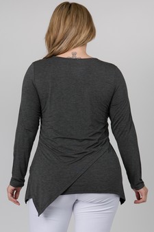 Women's Long Sleeve Asymmetrical Hem Tunic Top style 3