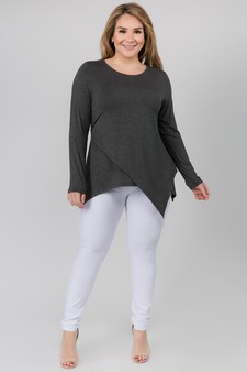 Women's Long Sleeve Asymmetrical Hem Tunic Top style 4
