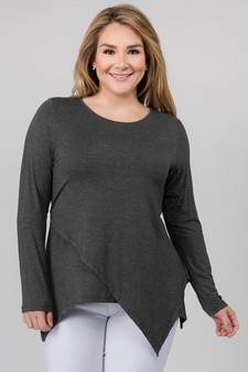 Women's Long Sleeve Asymmetrical Hem Tunic Top