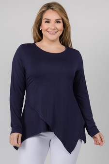 Women's Long Sleeve Asymmetrical Hem Tunic Top