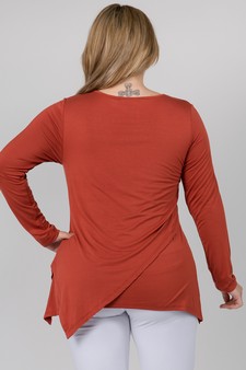 Women's Long Sleeve Asymmetrical Hem Tunic Top style 3