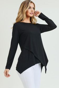 Women's Long Sleeve Asymmetrical Hem Tunic Top style 2