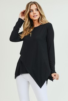 Women's Long Sleeve Asymmetrical Hem Tunic Top