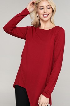 Women's Long Sleeve Asymmetrical Hem Tunic Top style 2