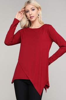 Women's Long Sleeve Asymmetrical Hem Tunic Top style 3