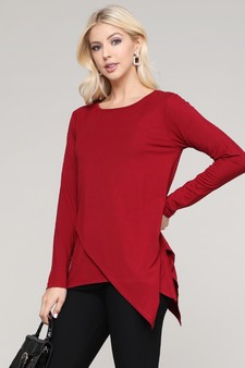 Women's Long Sleeve Asymmetrical Hem Tunic Top