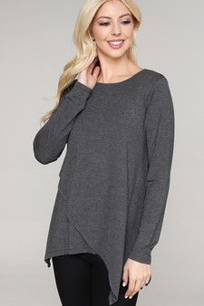 Women's Long Sleeve Asymmetrical Hem Tunic Top style 2