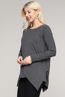 Women's Long Sleeve Asymmetrical Hem Tunic Top style 3