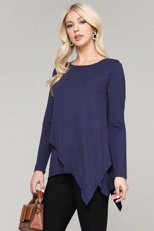 Women's Long Sleeve Asymmetrical Hem Tunic Top style 2