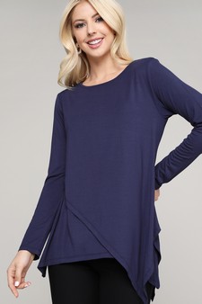 Women's Long Sleeve Asymmetrical Hem Tunic Top style 3