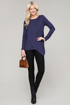 Women's Long Sleeve Asymmetrical Hem Tunic Top style 6