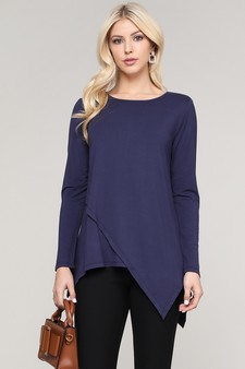 Women's Long Sleeve Asymmetrical Hem Tunic Top