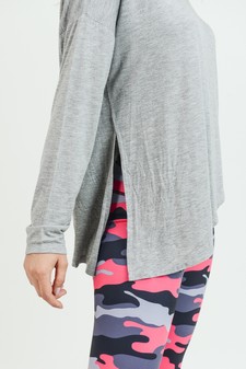 Women’s Long Sleeve Athleisure Top with Side Tie Detail style 10
