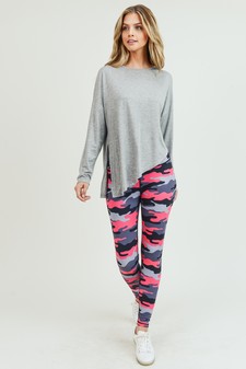 Women’s Long Sleeve Athleisure Top with Side Tie Detail style 9