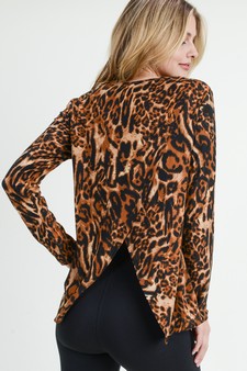 Women's Leopard Surplice Back Top