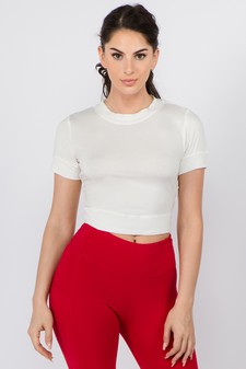 Women's Surplice Cutout Back Athleisure Crop Top style 2