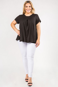 Women's Short Sleeve Pleat Detail Top style 4