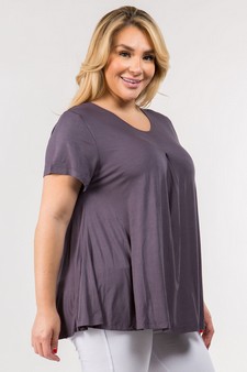 Women's Short Sleeve Pleat Detail Top style 2