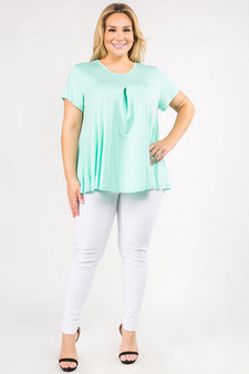 Women's Short Sleeve Pleat Detail Top style 4