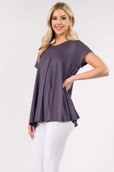 Women's Short Sleeve Pleat Detail Top style 2