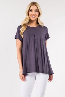 Women's Short Sleeve Pleat Detail Top style 3