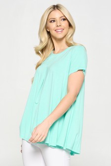 Women's Short Sleeve Pleat Detail Top style 3