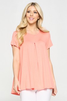 Women's Short Sleeve Pleat Detail Top style 2