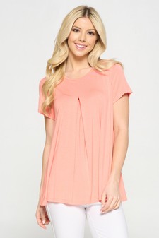 Women's Short Sleeve Pleat Detail Top style 3