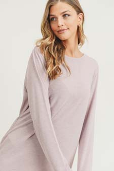 Women's Long Sleeve Back Detail Heather Knit Top style 4