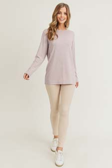 Women's Long Sleeve Back Detail Heather Knit Top style 8