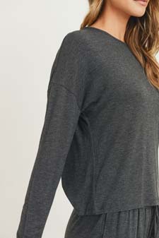 Women's Dropped Shoulder Long Sleeve Top style 7
