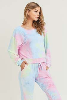 Women’s Long Sleeve Top and Jogger Tie Dye Set style 4