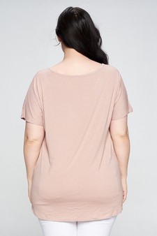 Women's Short Sleeve Colorblock Top - PLUS SIZE style 4